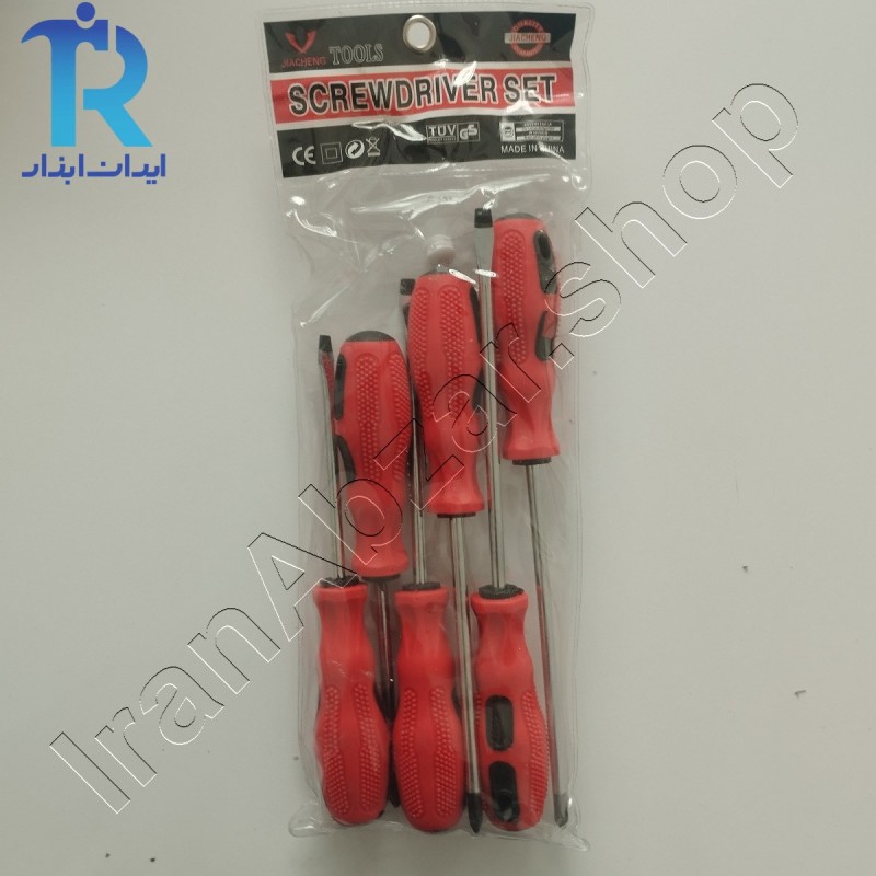 مجموعه 6 عددی پیچ گوشتی ساده قرمز مشکی