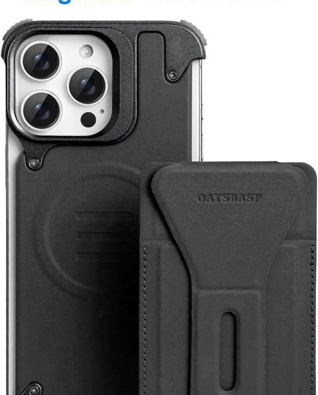 قاب ایفون چرم مشکی مگنتی