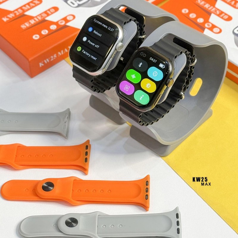 ساعت هوشمند KEQIWEAR مدل KW25 Max Series 10 همراه با ۳ بند رنگی و تماس بلوتوثی
