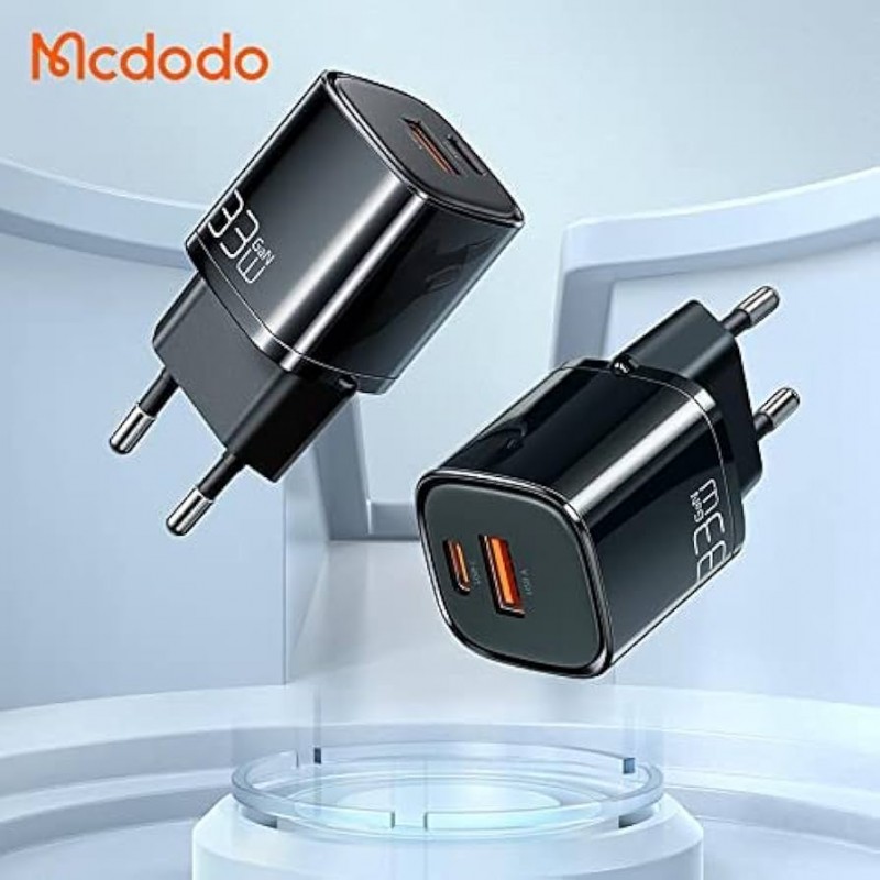 شارژر دیواری مک دودو مدل CH-0922 توان ۳۳ وات با ۲ پورت USB-C