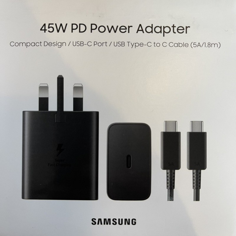 شارژر دیواری سامسونگ 45 وات با کابل Type-C اصل