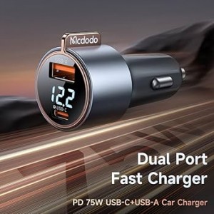 شارژر فندکی 2 پورت 75 وات مک دودو Mcdodo 75W USB-A & USB-C PD Car Charger CC-369