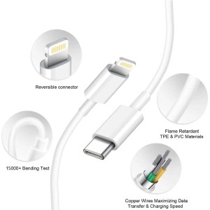 کابل شارژ اپل مدل A1703 طول ۱ متر Type-C به Lightning