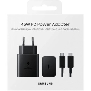 شارژر سامسونگ مدل EP-T4511 45W دو پین همراه کابل اصل | با ضمانت اصل بودن و مرجوعی بی قید و شرط + ارسال رایگان به سراسر کشور + ارسال سریع