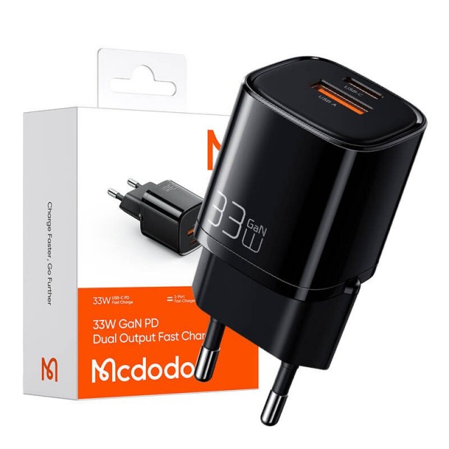 شارژر دیواری مک دودو مدل CH-0922 توان ۳۳ وات با ۲ پورت USB-C