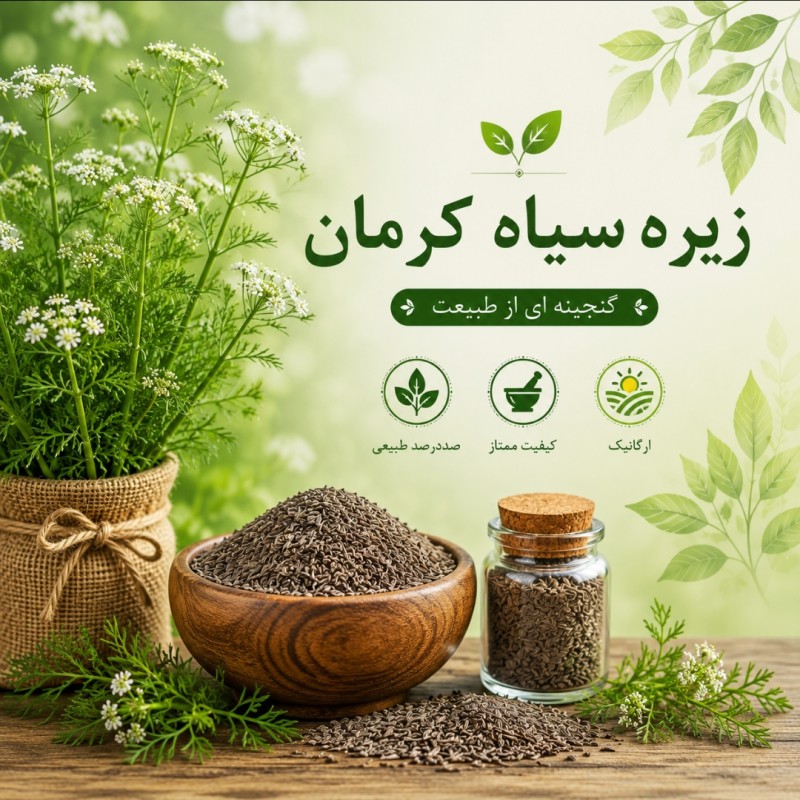 زیره سیاه  کرمان، کوهی،اصل، تازه، فوق العاده معطر ، دست چین از دل طبیعت, 50 گرم