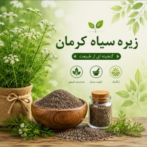 زیره سیاه  کرمان، کوهی،اصل، تازه، فوق العاده معطر ، دست چین از دل طبیعت, 50 گرم