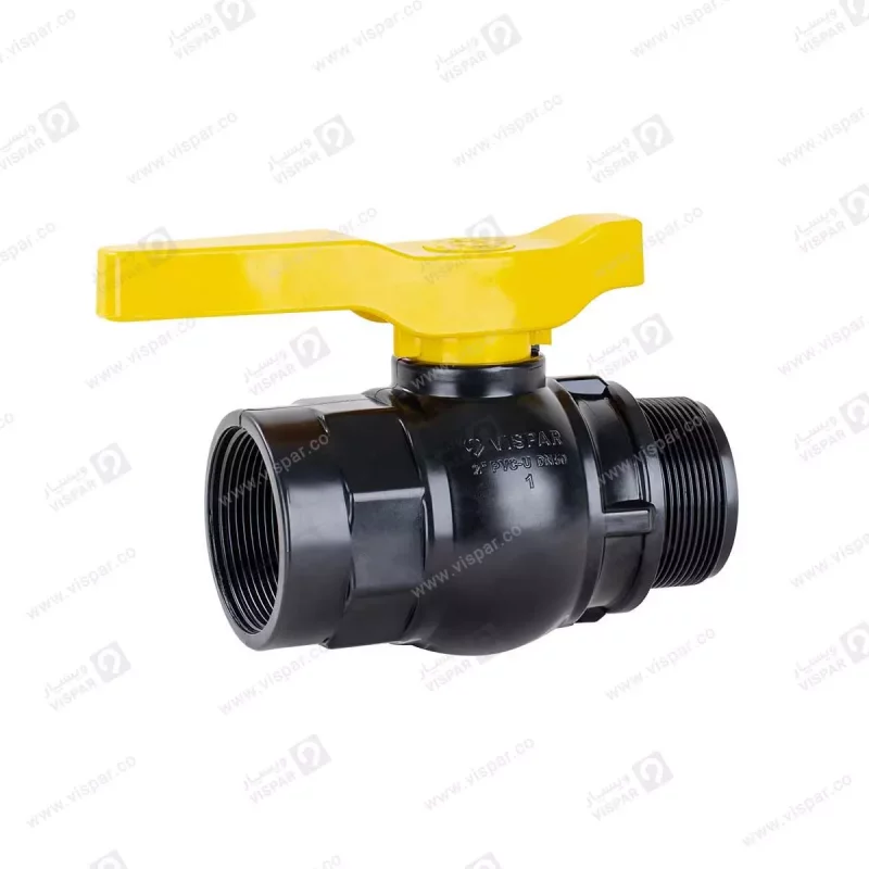 شیر توپی تک ضرب دسته پلیمری یکسر نر یکسر ماده سایز 2 ویسپار