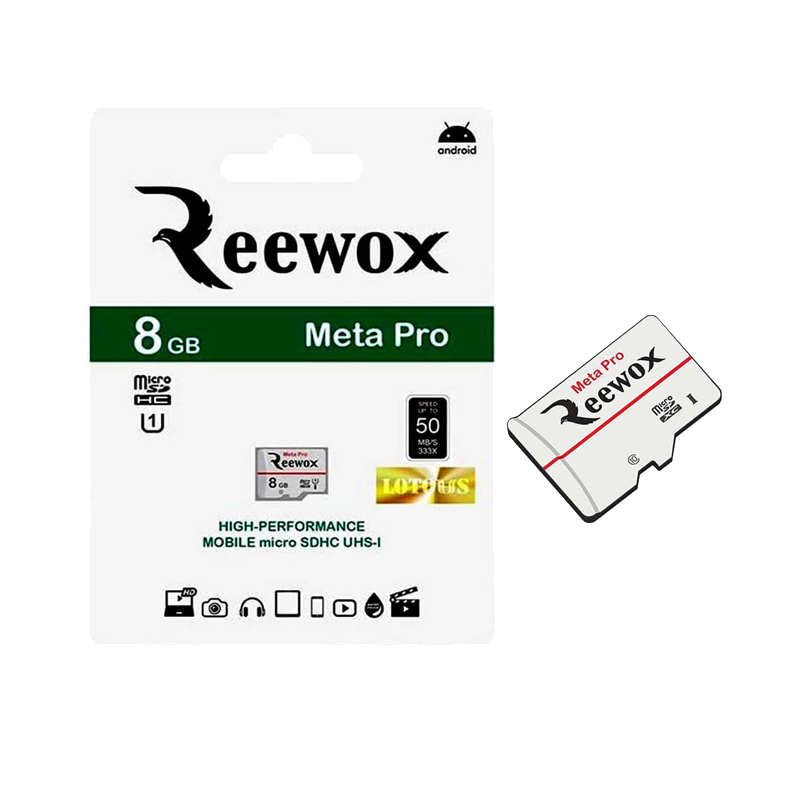 کارت حافظه‌ microSDHC ریوکس کلاس 10 استاندارد U1 مدل Meta Pro ظرفیت 8 گیگابایت