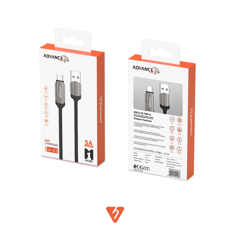 کابل شارژ USB به Type-C ادونس مدل ADVANCE A-C3