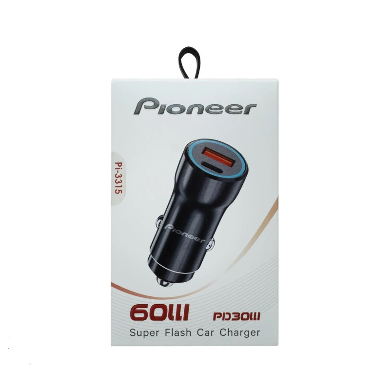 شارژر فندکی سوپرفست دو پورت Pioneer مدل Pi-3315