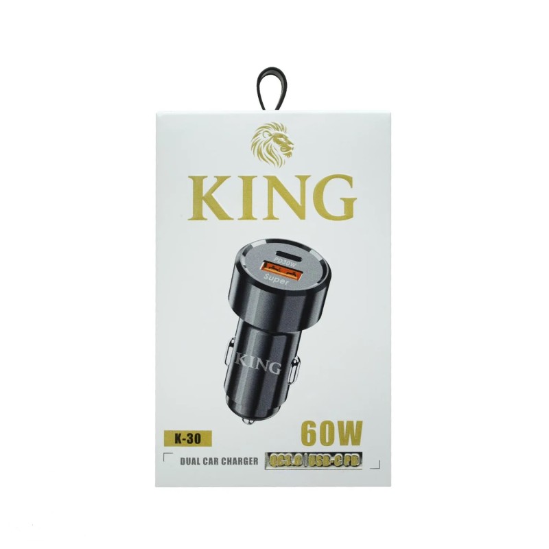 شارژر فندکی سوپرفست دو پورت KING مدل K-30