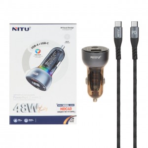 شارژر فندکی 48 وات نیتو مدل NDC40 + کابل تایپسی