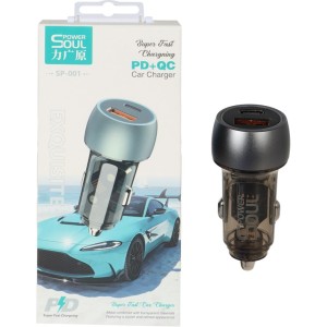 شارژر فندکی PD و فست دو پورت Power Soul مدل SP-001