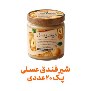 شیر فندق عسلی فراسودمند 200 گرمی با ظرف در پک 20 عددی