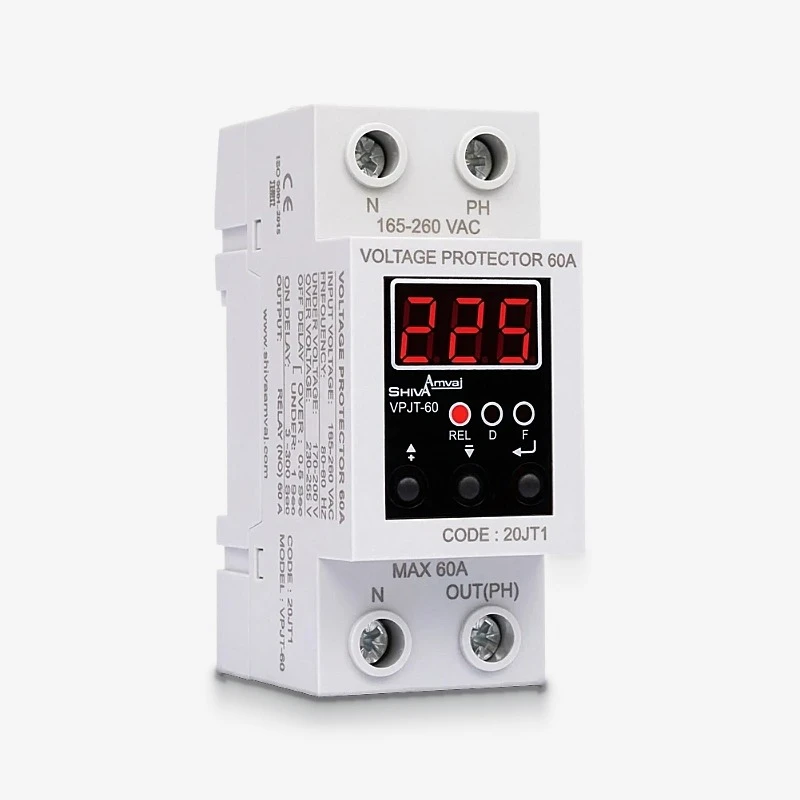 محافظ ولتاژ دیجیتال 60 آمپر شیوا امواج مدل VPJT-60 (کد 20JT1)