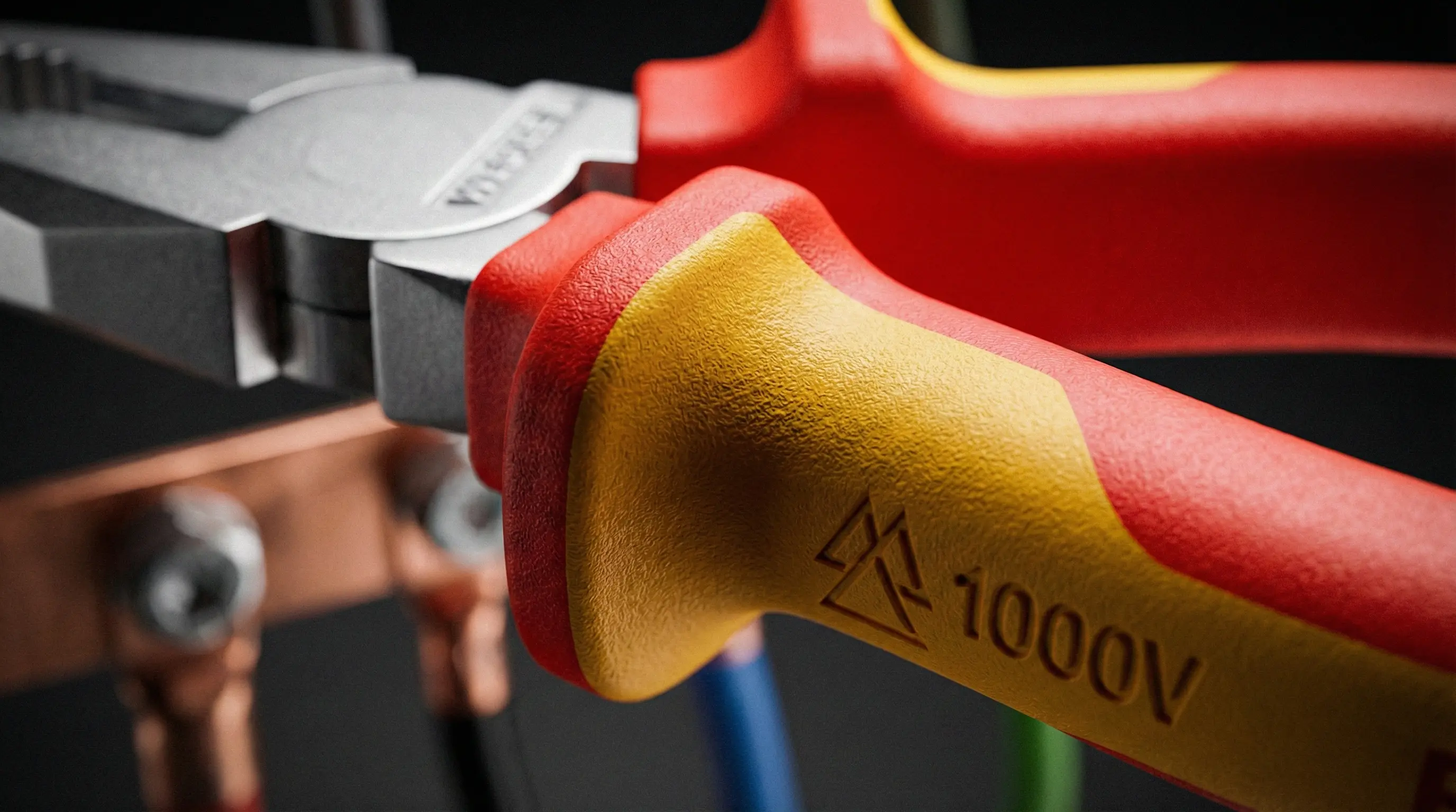 انبر عایق برق فشار قوی (VDE 1000V) با استاندارد ایمنی جهت کار در تابلو برق