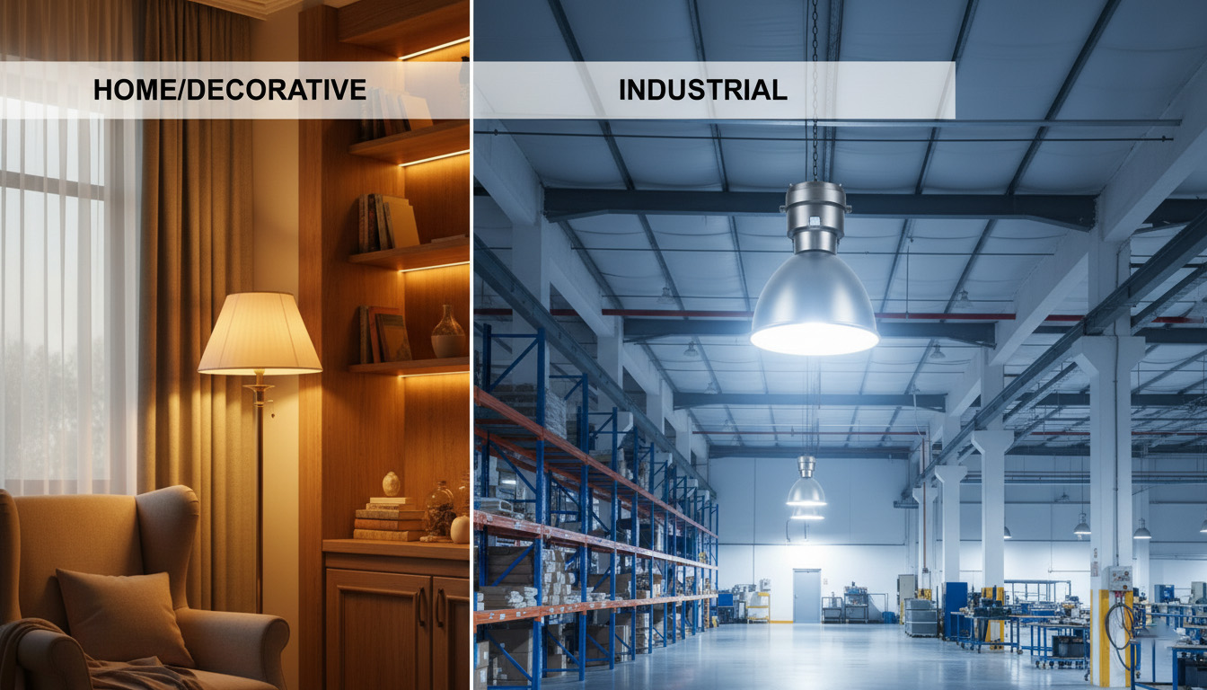 تفاوت نورپردازی خانگی، صنعتی و تجاری با چراغ‌های LED