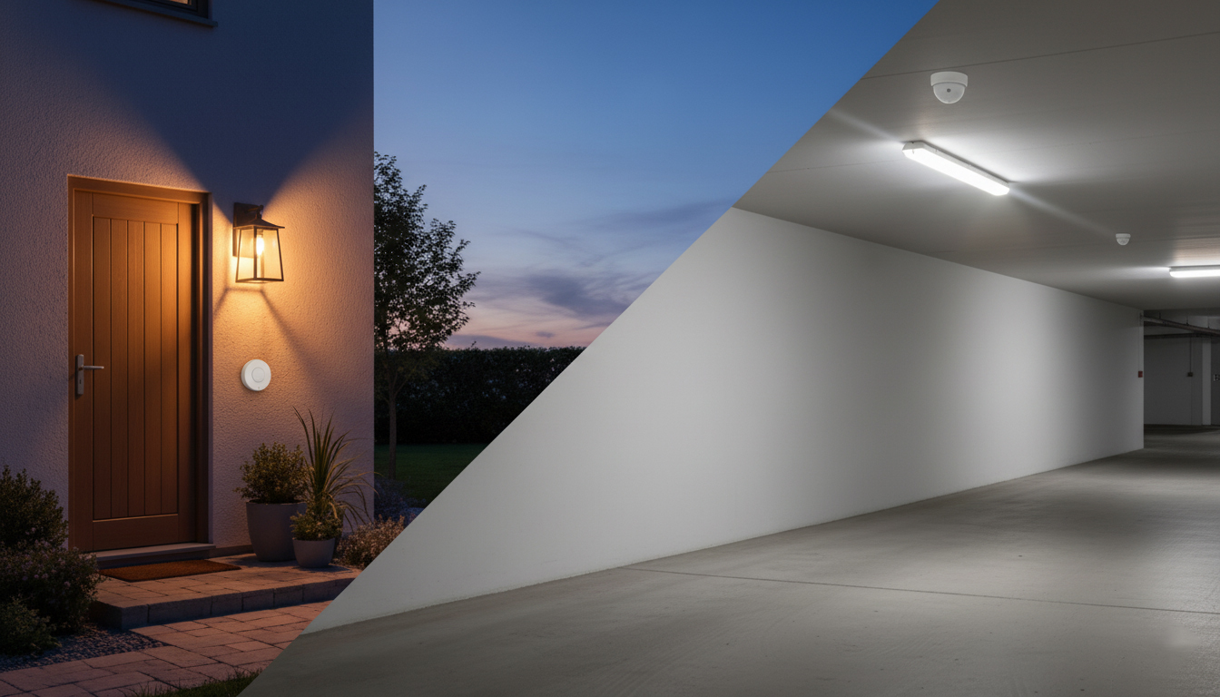 کاربرد فتوسل برای روشنایی خودکار فضای باز و سنسور حرکتی برای صرفهجویی در انرژی راهرو