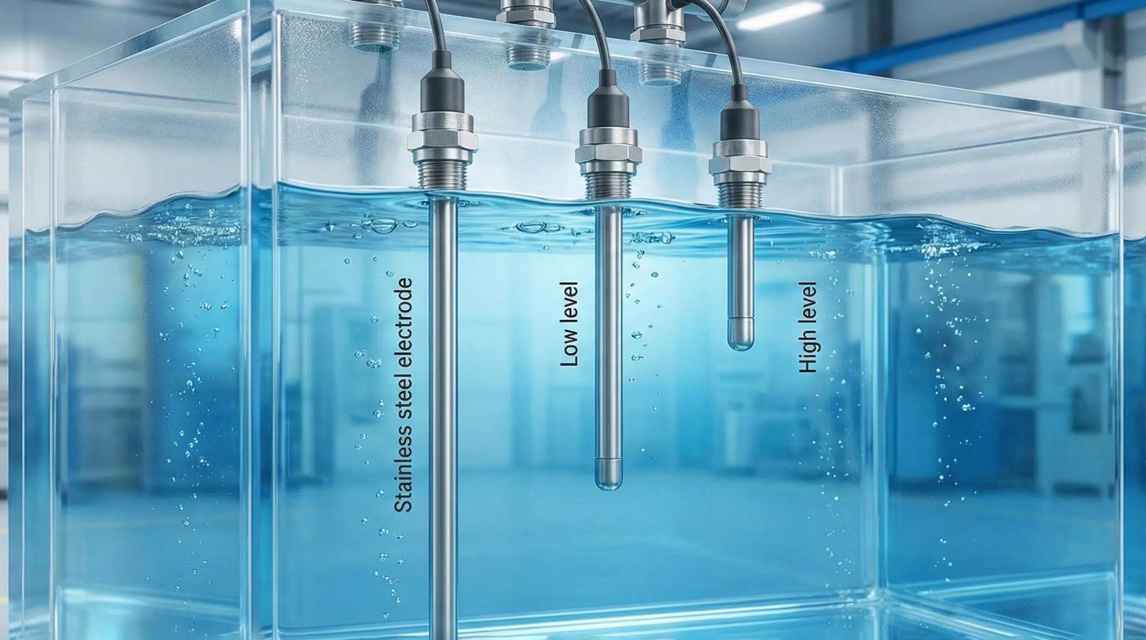 طریقه نصب سنسور و الکترود کنترل سطح مایعات در ارتفاع های مختلف مخزن