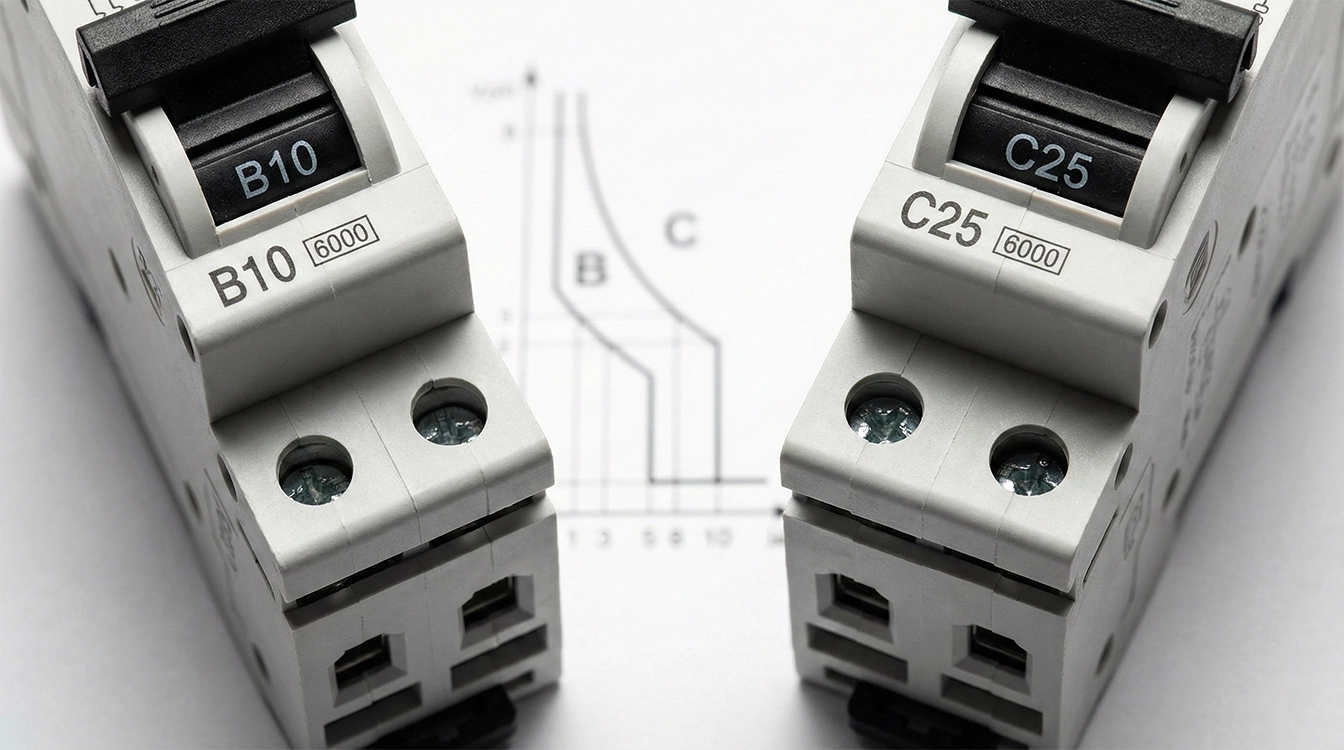 تفاوت کلید مینیاتوری تیپ B روشنایی و تیپ C موتوری