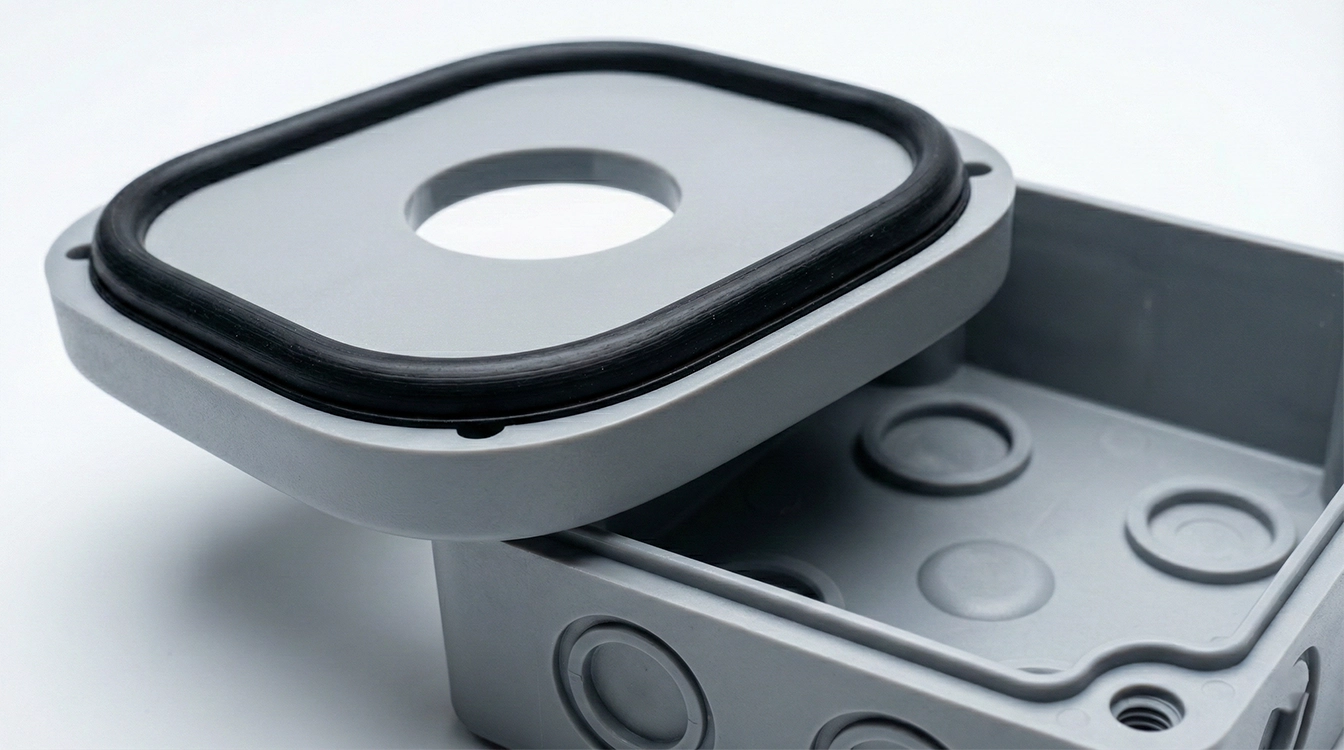 نمای داخلی جعبه شاسی سون الکتریک با واشر آب بندی و جای گلند