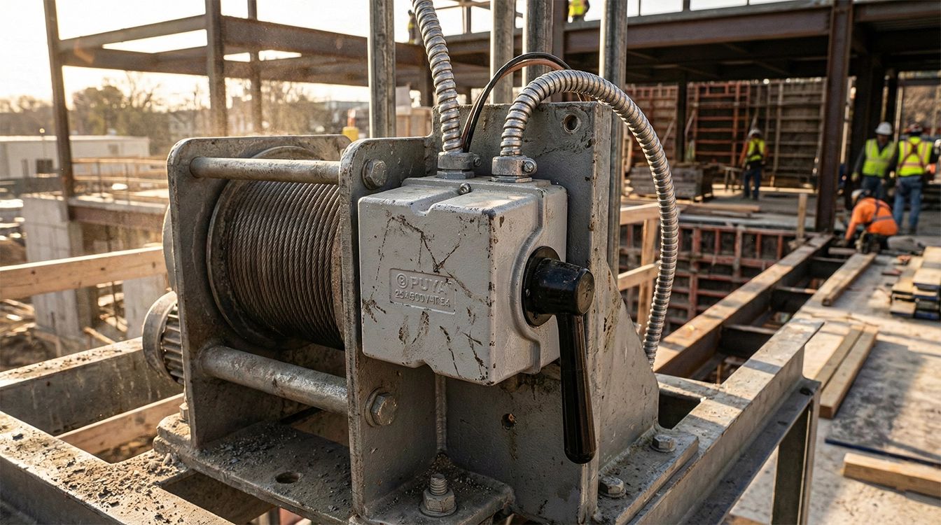 کلید بالابر ساختمانی چدنی پویا اصفهان نصب شده در کارگاه