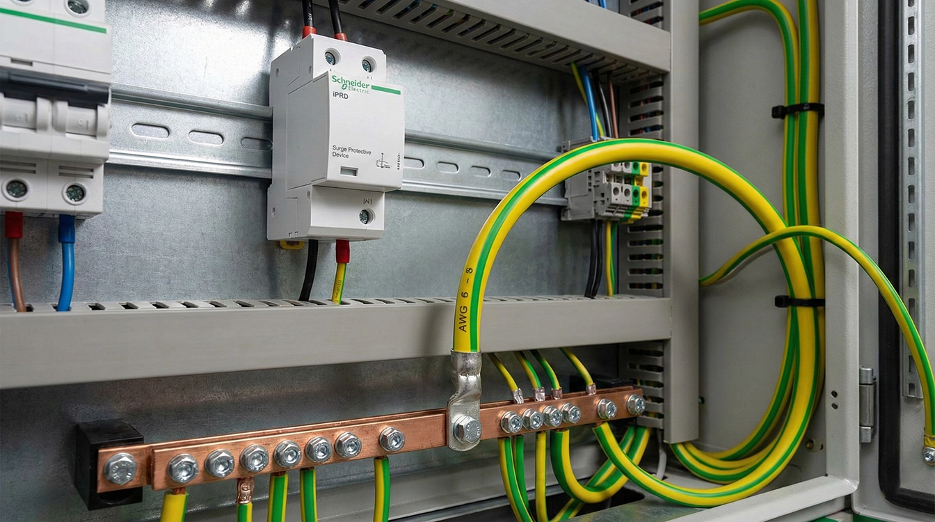 نحوه سیم بندی سرج ارستر و اتصال به سیم ارت در تابلو برق