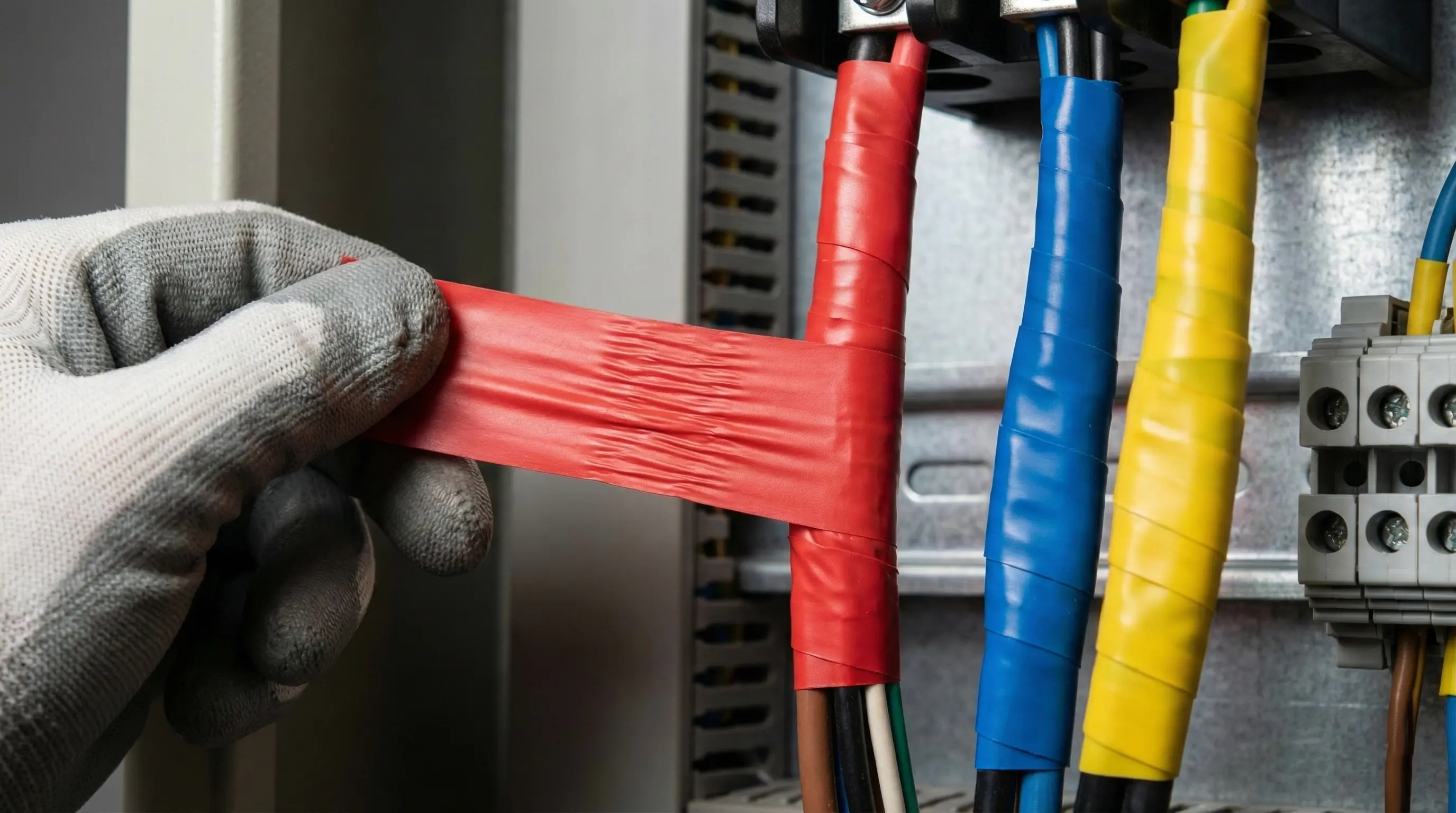 استفاده از چسب برق رنگی برای عایقکاری و کدگذاری سیمها در تابلو برق