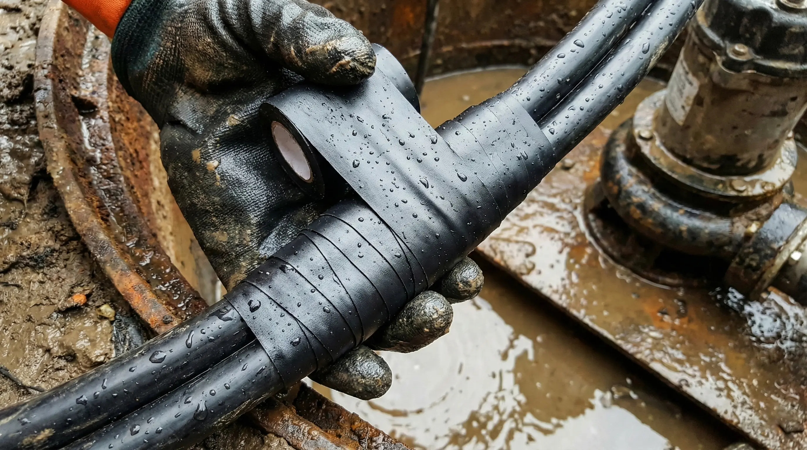 عایقبندی و آببندی اتصال کابل با نوار آپارات خود-تراکم در محیط مرطوب