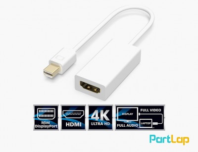 مبدل Mini Display Port به HDMI کیفیت 4K طول 23 سانتی متر