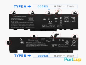 باتری 3 سلولی CC03XL لپ تاپ اچ پی Elitebook 830 840 G7 G8