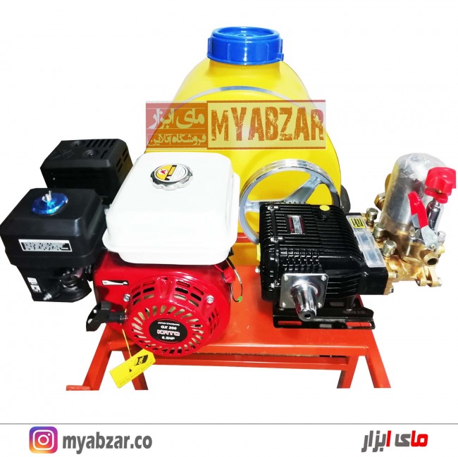 سمپاش 100 لیتری موتور طرح هوندا 6.5 اسب با پمپ 45 بار مشکی طرح رینو پاور