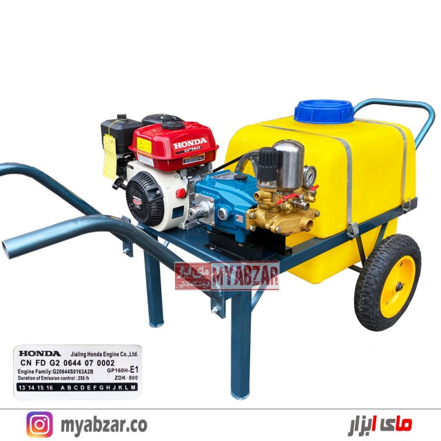 سمپاش 100 لیتری هوندا GP160 ژاپن و پمپ 55 بار یاماها اتوماتیک