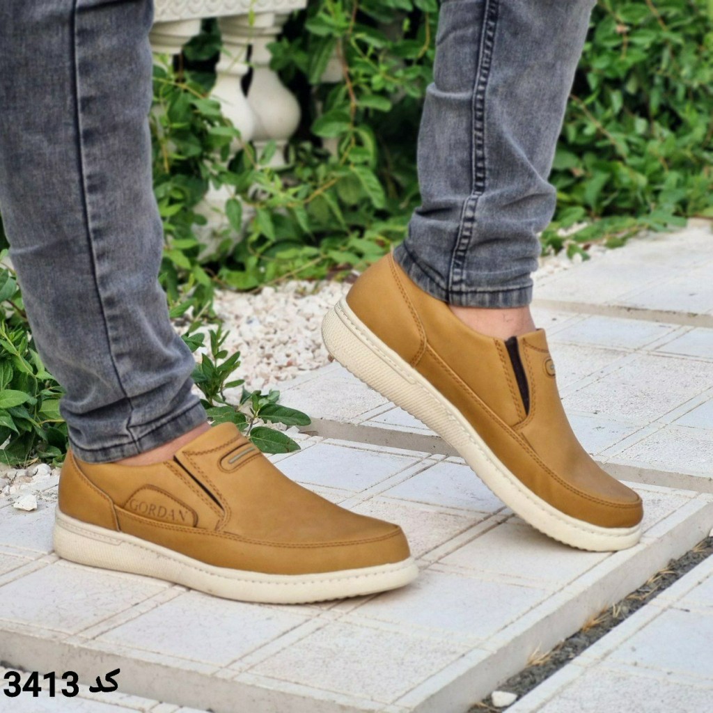 فروش کفش مجلسی و طبی مردانه بادوام رنگ خردلی کد 3413
