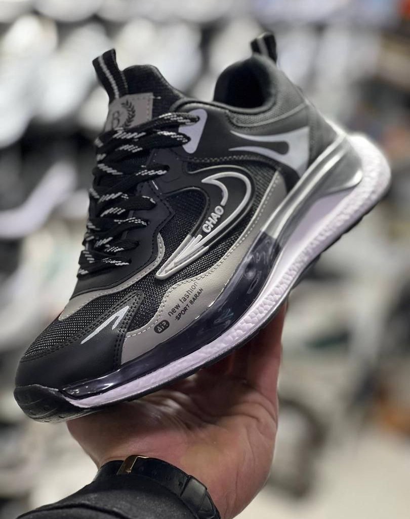 فروش شگفت انگیز  کفش  مردانه  پسرانه مدل نایک  بسیار بادوام و زیبا رنگ مشکی طوسی زیره سفید باارسال رایگان