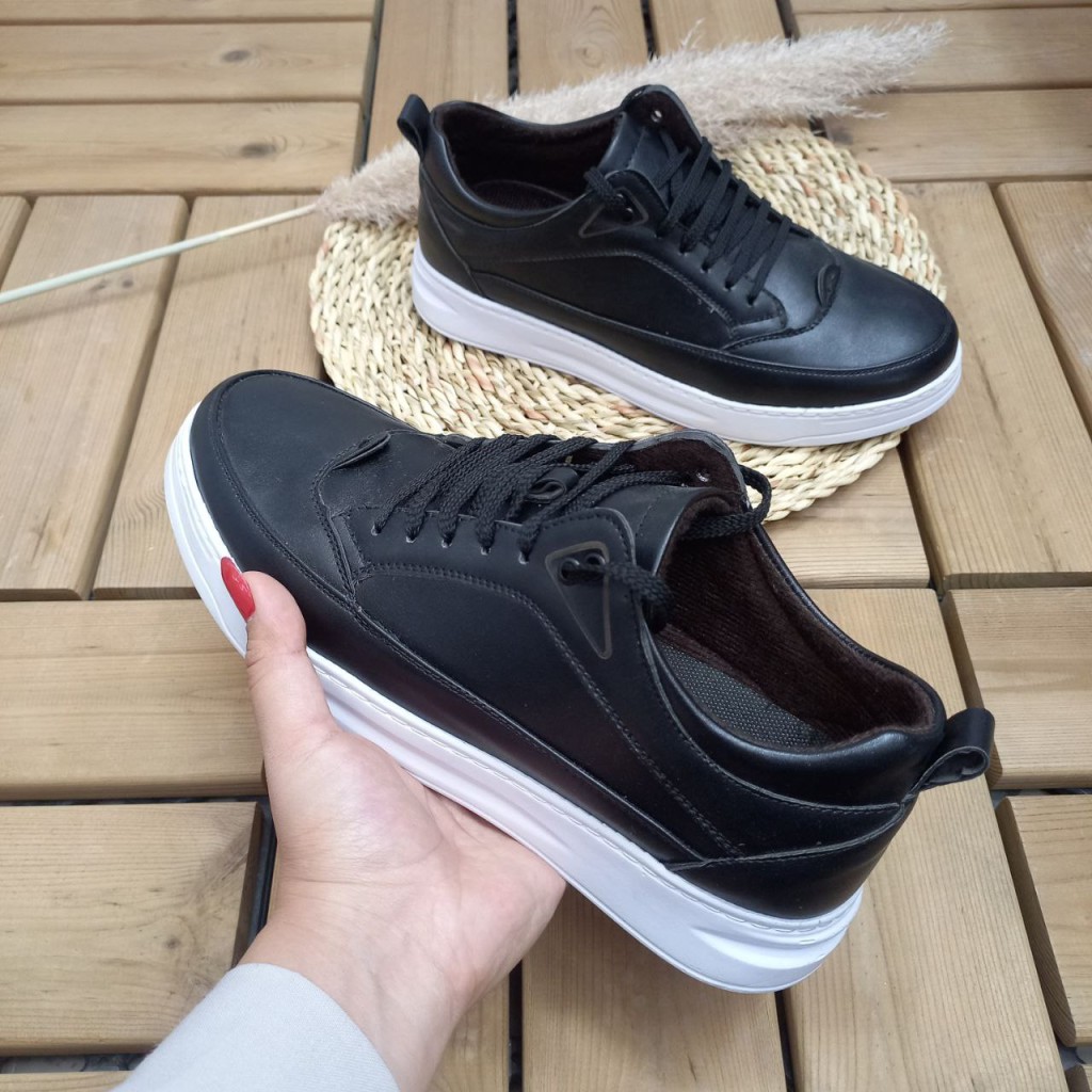 کفش فوق العاده اسپرت ونس زیبا و بروز رویه چرم مدل بولتون با کیفیت مشکی زیره سفید با ارسال رایگان 3486