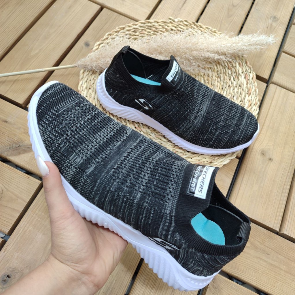 حراجی کفش راحتی  مردانه پسرانه مدل اسکیچرز  مناسب پیاده روی نرم و با کیفیت  رنگ طوسی زغالی با ارسال رایگان