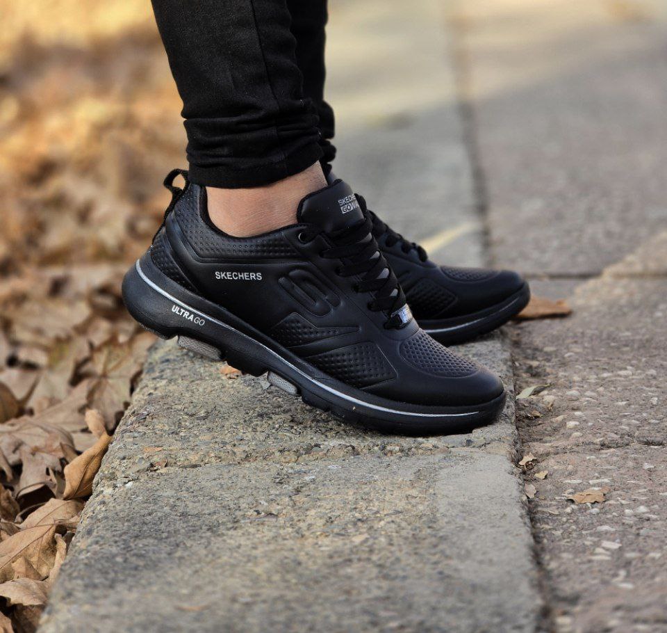 حراج واقعی کفش کتونی اسپرت مردانه و پسرانه مدل اسکیچرز رنگ طوسی تیره جذاب ومناسب افراد خاص با ارسال رایگان