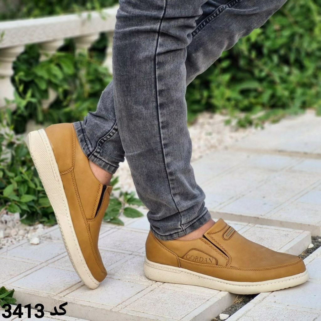 فروش بی تکرار  کفش مجلسی و طبی مردانه مدل جدید و مدرن  رنگ خردلی کد 3413