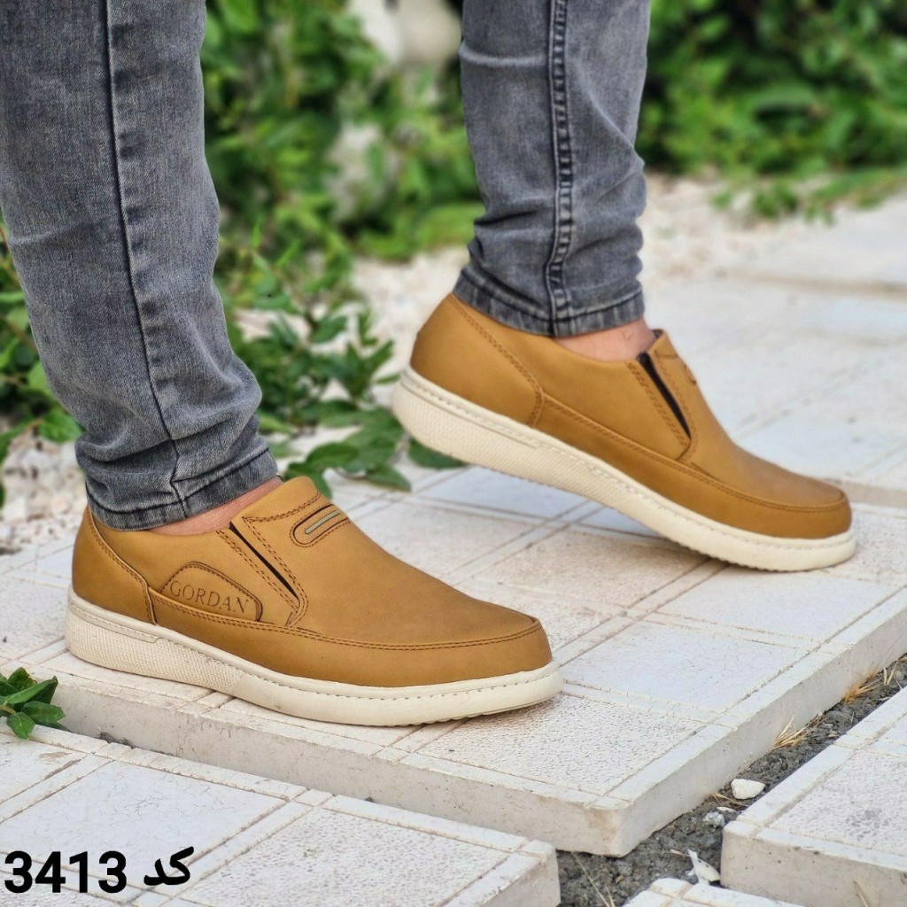 تخفیف جذاب کفش مجلسی و طبی مردانه جدید و پرفروش رنگ خردلی کد 3413