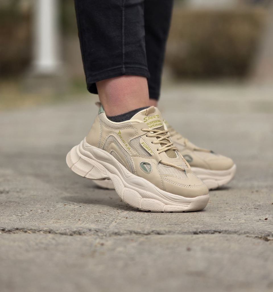 تخفیف بی نظیر کفش کتونی اسپرت دخترانه و زنانه مدل FOREV رنگ کرم سبز یه کار مدرن و ترند امسال با ارسال رایگان