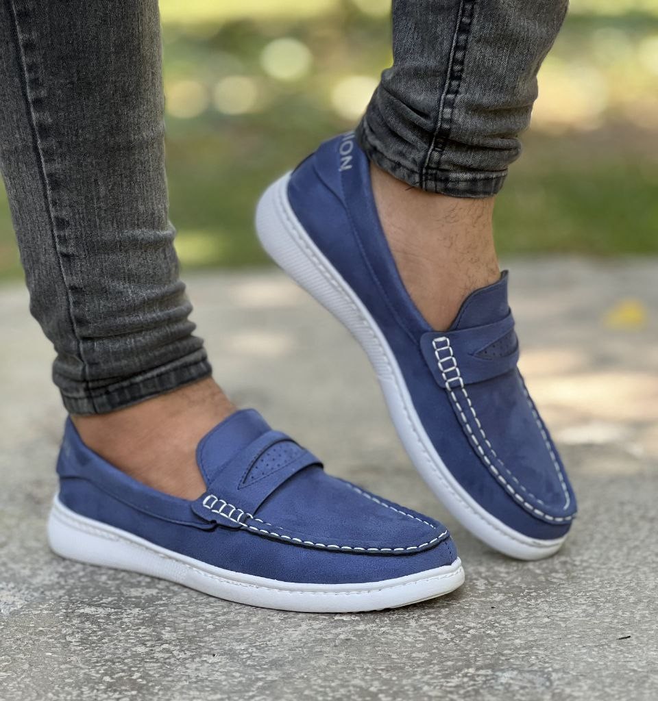 فروش ویژه کفش کالج مردانه پسرانه سبک و راحت  رنگ ابی   با ارسال رایگان