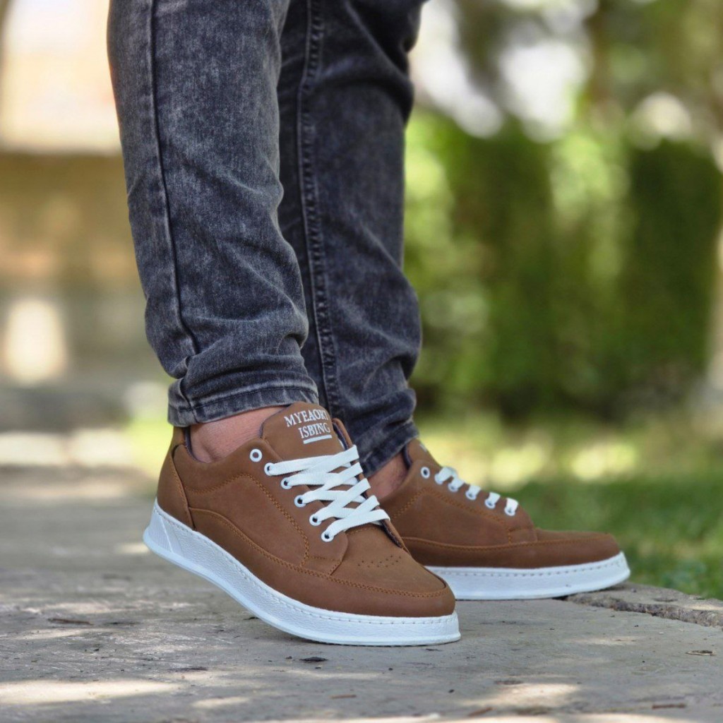 فروش فوق العاده کفش اسپرت  مردانه مدل ونس  با طراحی شیک و خاص  رنگ خردلی  باارسال رایگان