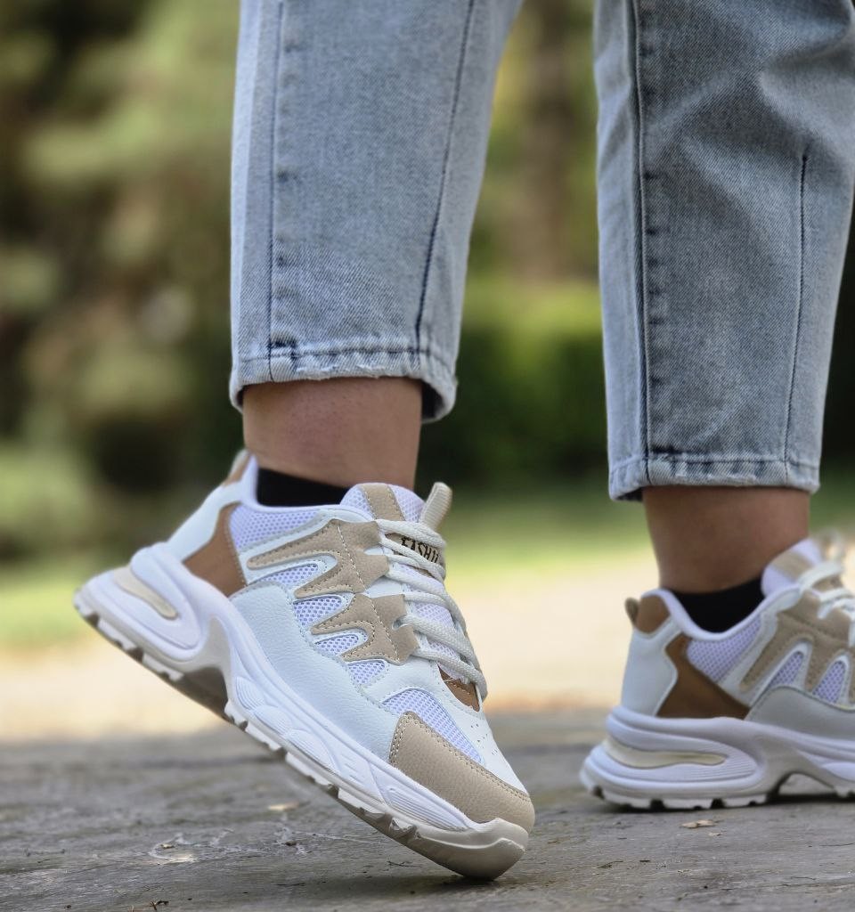 فروش واقعی کفش کتونی اسپرت دخترانه و زنانه مدل فشیون جذاب رنگ کرم سبز  با ارسال رایگان