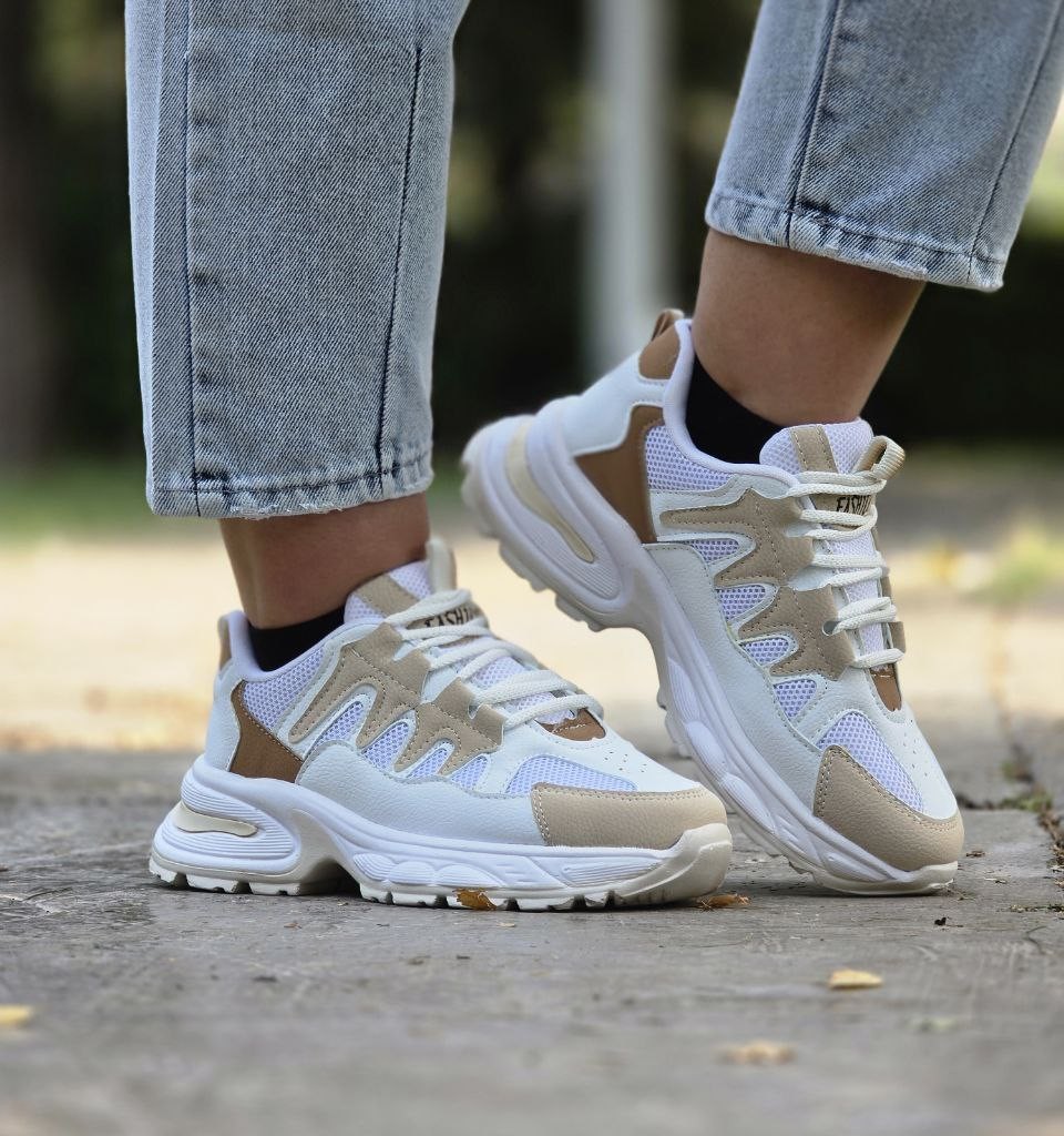 فروش واقعی کفش کتونی اسپرت دخترانه و زنانه مدل فشیون جذاب رنگ کرم سبز  با ارسال رایگان