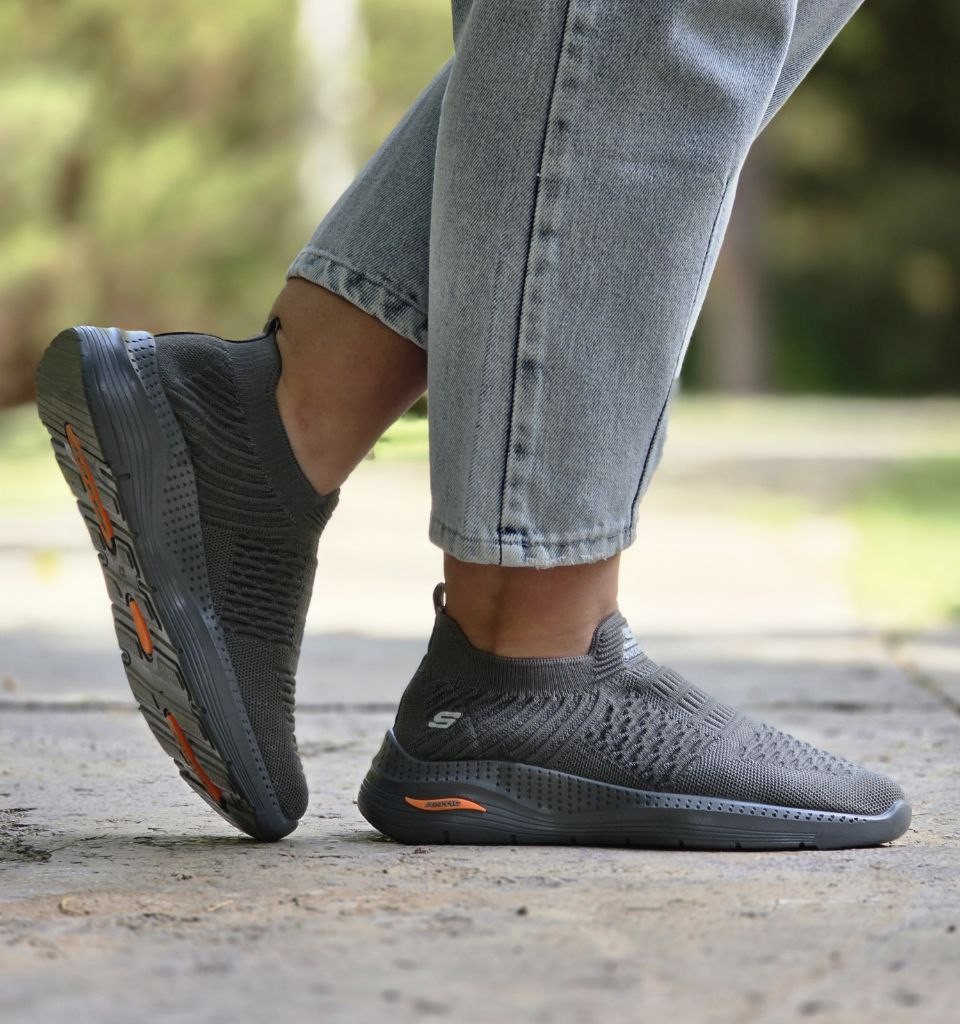 حراج  بزرگ کفش اسپرت و پیاده روی  زنانه جورابی مدل FASHION  خوش فرم طوسی صورتی با ارسال رایگان