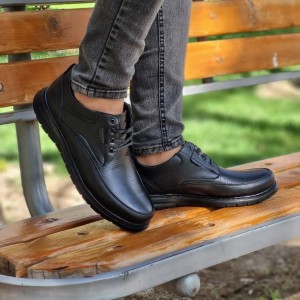 کفش طبی مناسب برای اداره و مجلس مردانه مدل اکو بندی بسیار خوش پا مشکی راحت و سبک