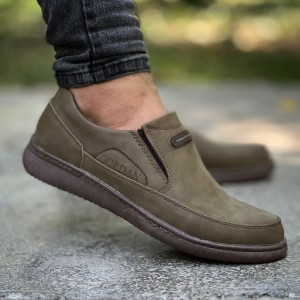 تخفیف ویژه کفش مجلسی و طبی مردانه پسرانه ساده و مناسب رنگ زیتونی  باارسال رایگان کد 5013