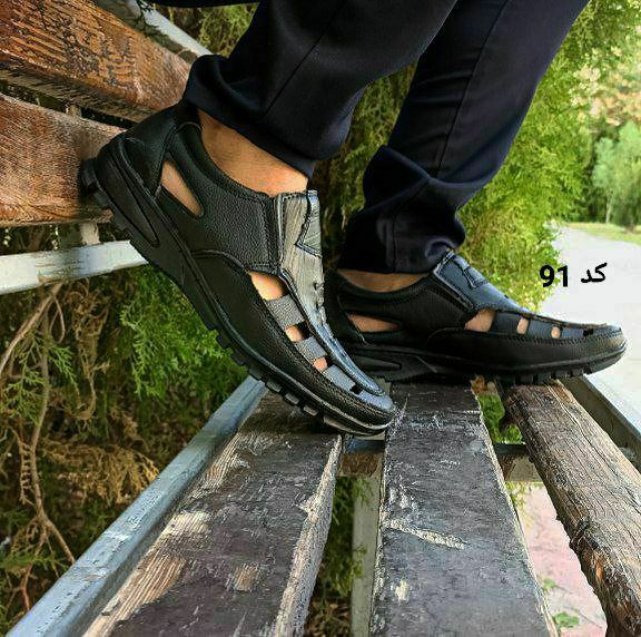 فروش ویژه این هفته  کفش تابستانه مردانه طبی  مشکی رنگ کد 91 بادوام